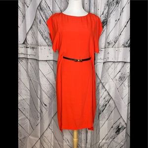 NWT Reiss Cap Sleeve Lexi shift  Red Firebrick Dress 4 $285